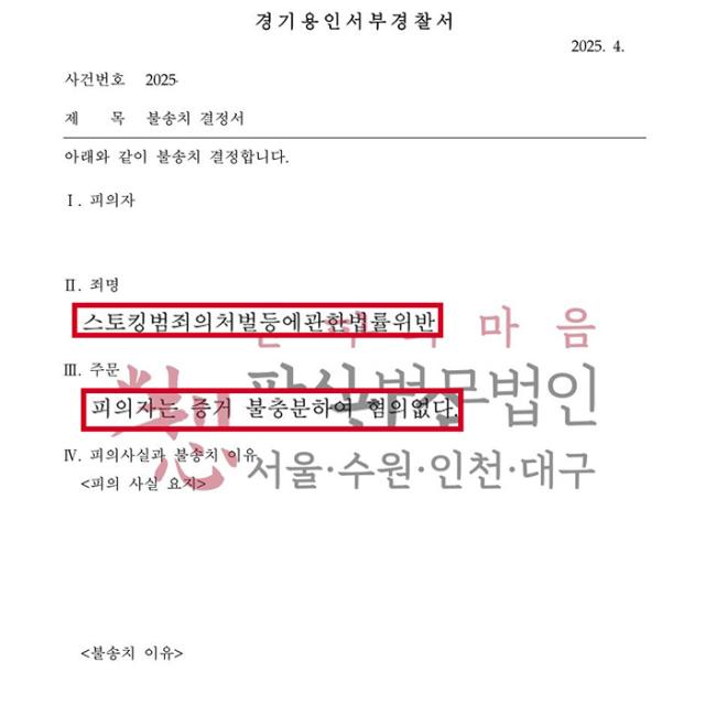 [불송치] 스토킹 | 단순히 전화를 걸었는데 스토킹 혐의로 입건된 사건, 무혐의